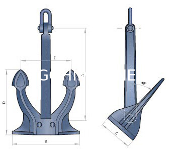 CCS, BV, ABS, LR, DNV-GL, NK, KR, RINA, RS Approved Cast Steel, Welded Steel Spek Anchor